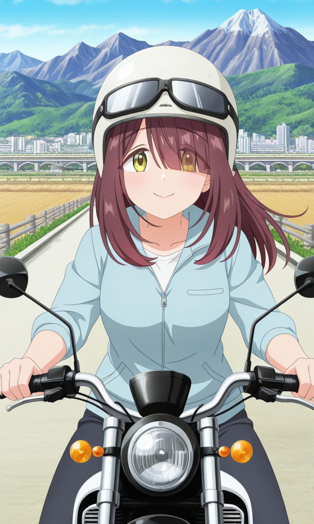 バイクに乗る土岐綾乃🏍️❤️