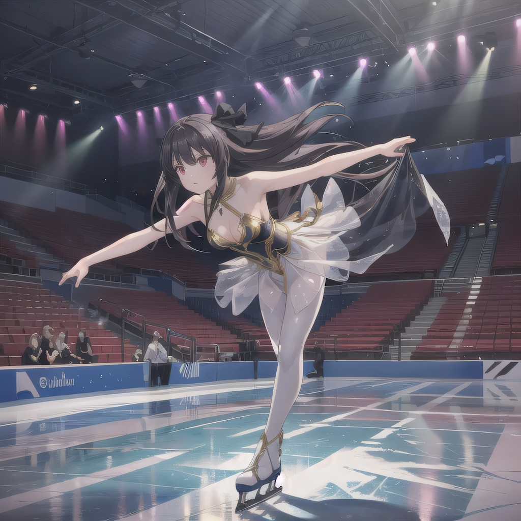 黒髪ロングでアイススケートの少女３