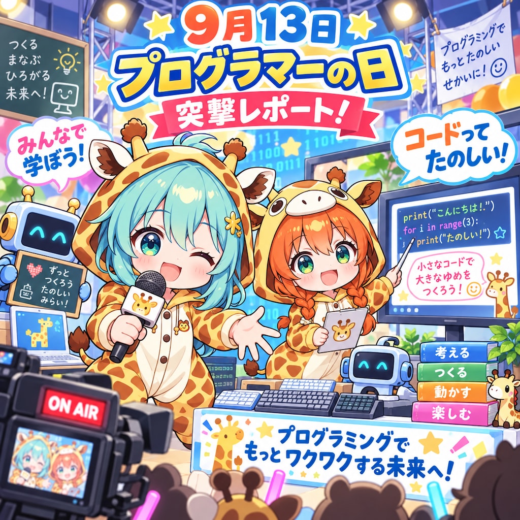 プログラマーのキリン着ぐるみちび子ちゃん