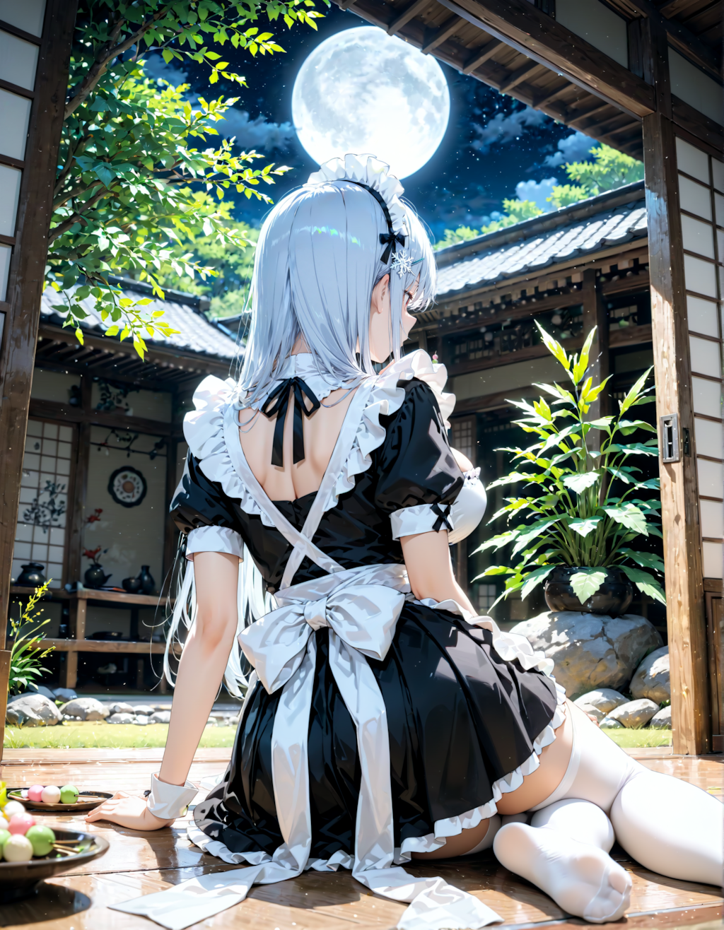 【リクエスト】スーパーメイドさん　お月見編　後ろ姿