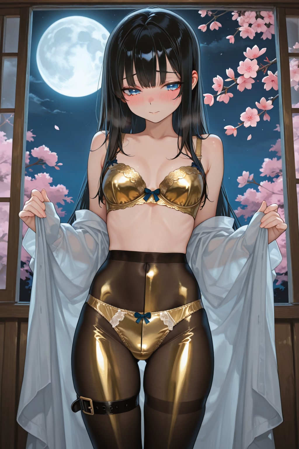 金色下着&パンストのふたなり?な葵さんと夜桜(ちちぷい版)