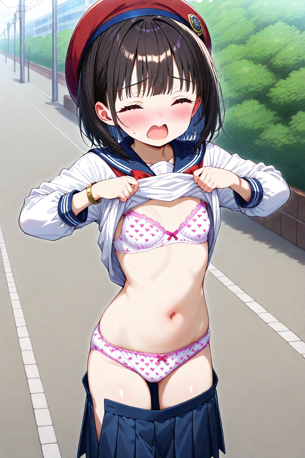 道端で下着見せ
