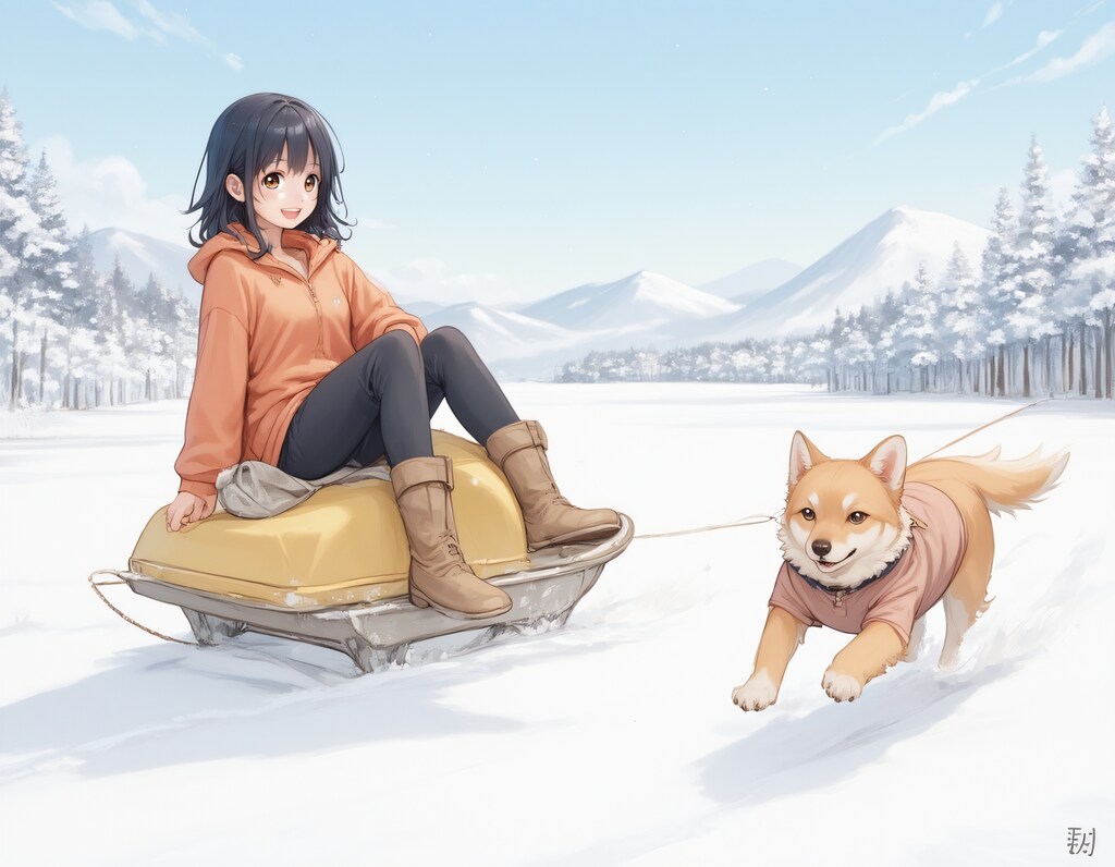 犬はよろこび庭駆け回る