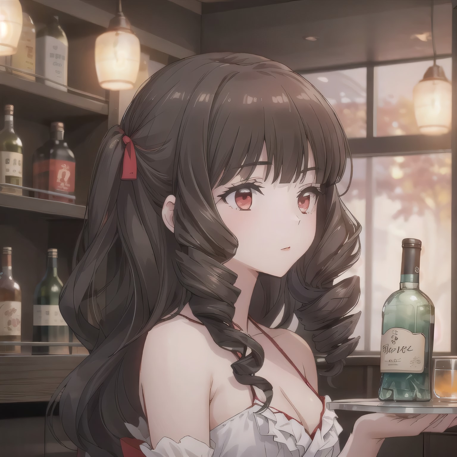 黒髪ロングで酒場の少女１８ | の人気AIイラスト・グラビア