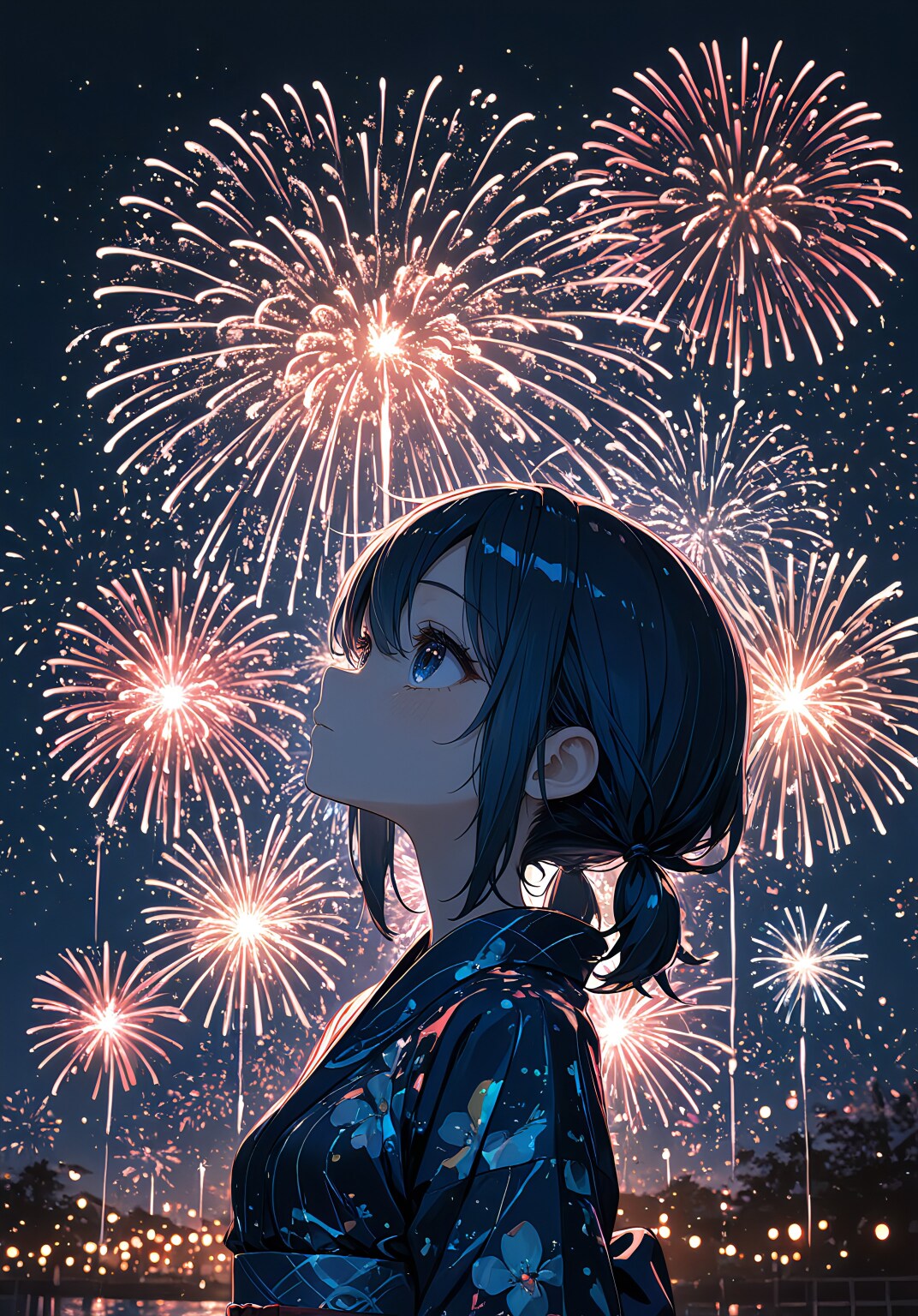 花火の音に、夏を見上げて