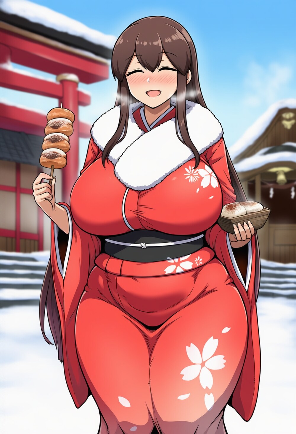 新年着物コスプレお餅食いしん坊人妻の日常
