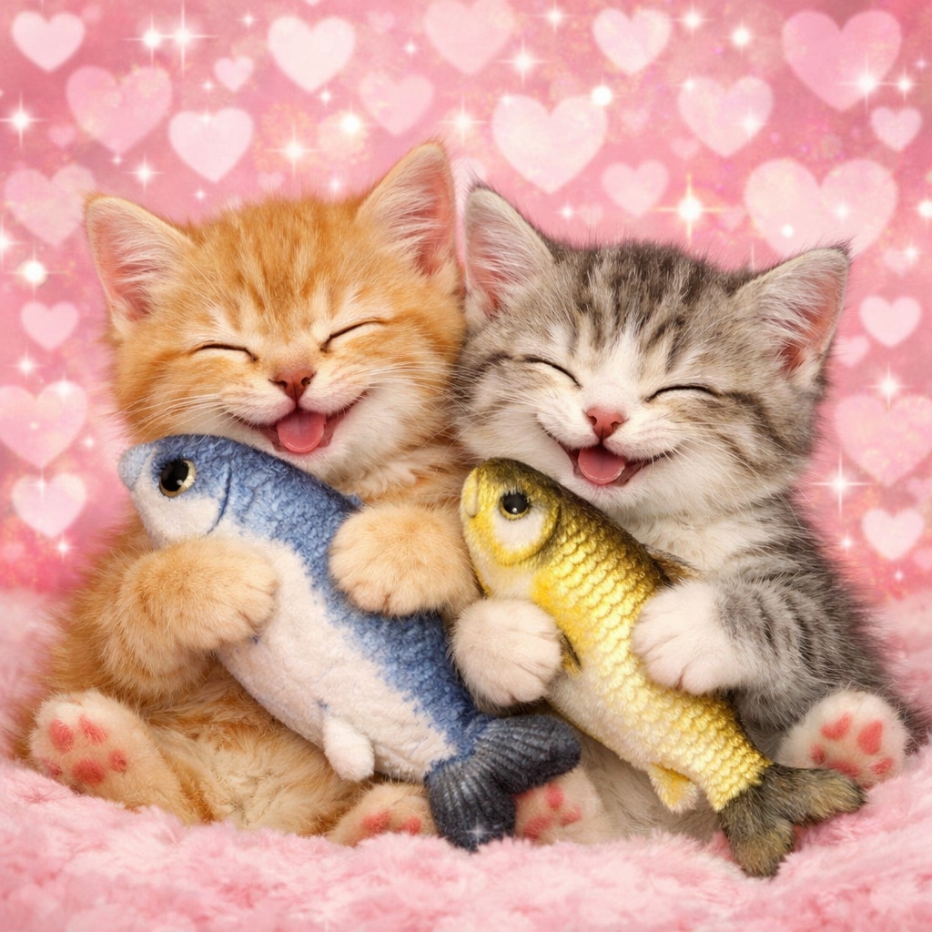 【動物】お魚ぬいぐるみと猫ちゃ