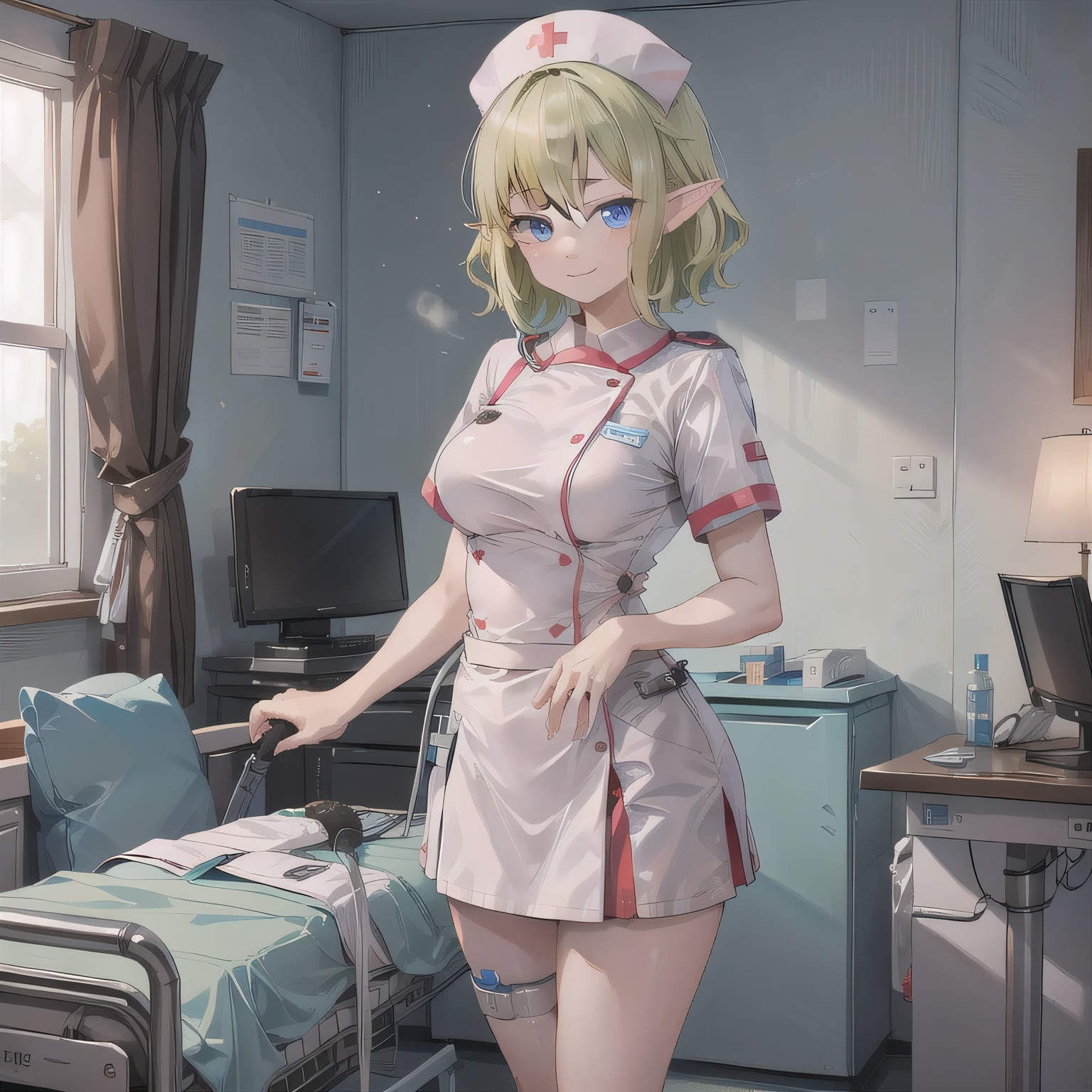 緑髪ボブで白衣の少女 | の人気AIイラスト・グラビア