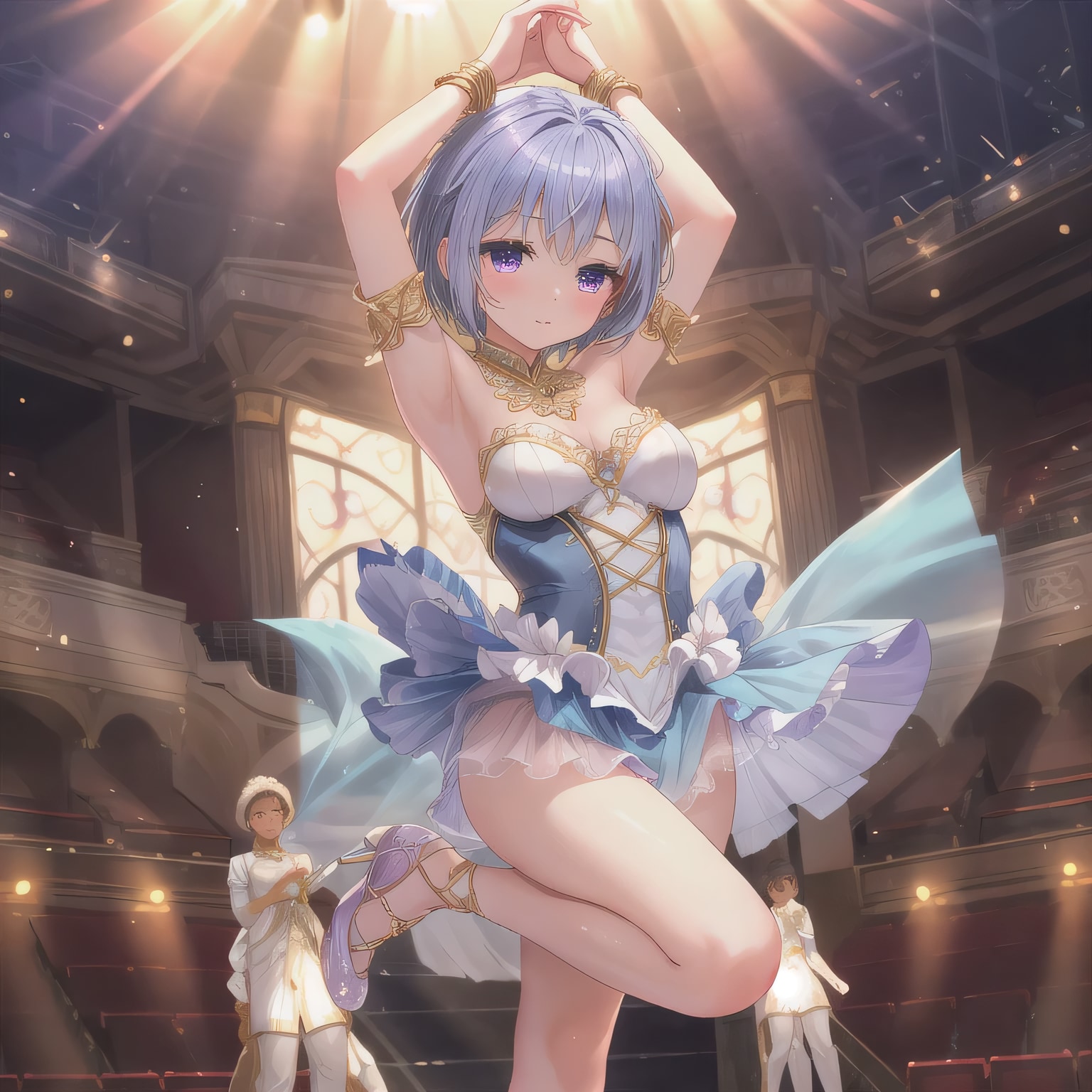 青髪ボブで演劇の少女 | の人気AIイラスト・グラビア