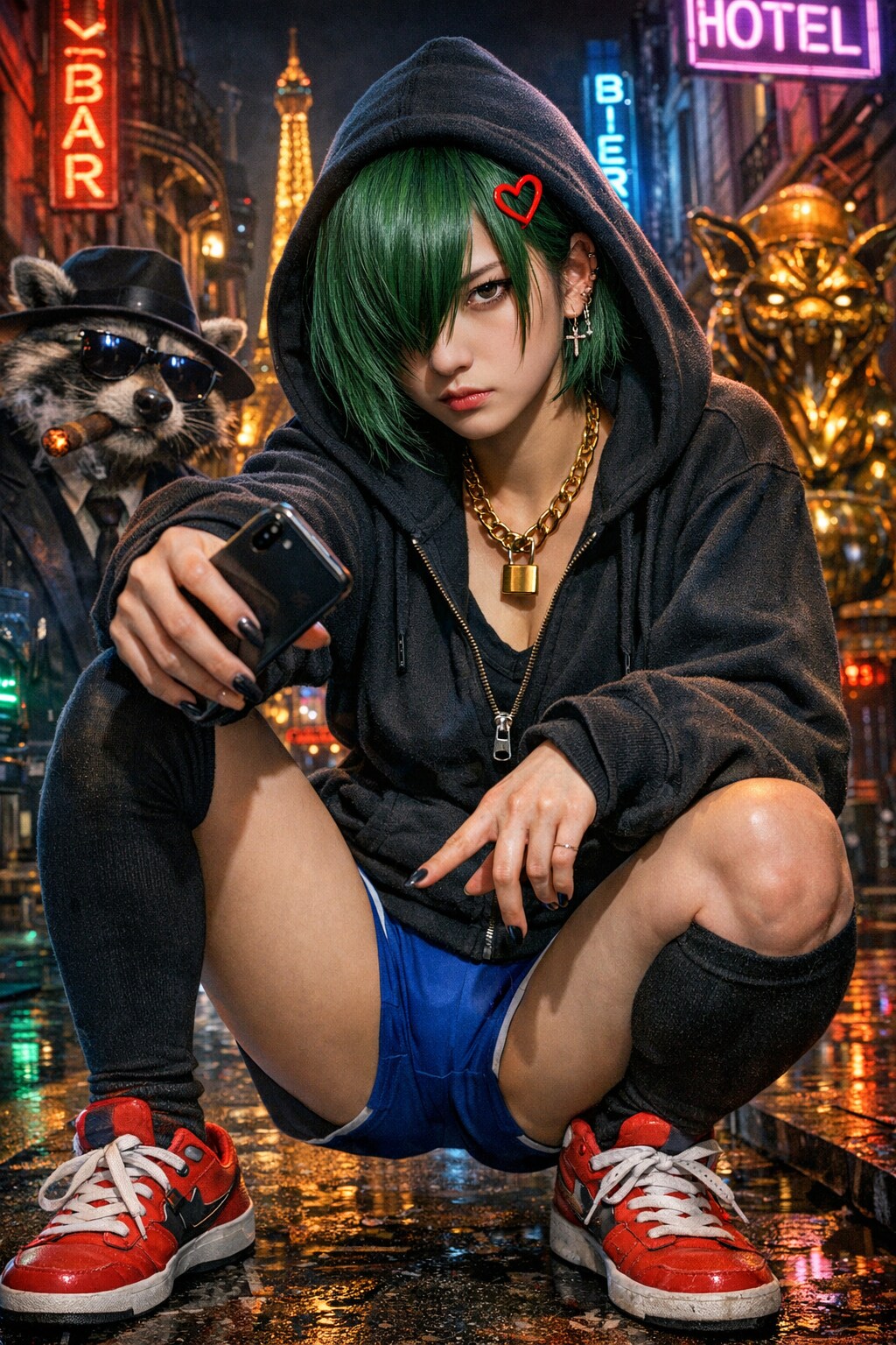 緑髪の人