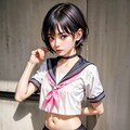 制服女子005_短髪_白セーラー夏服、短髪女子を作成したくなった。そんな季節だよね。 9枚目