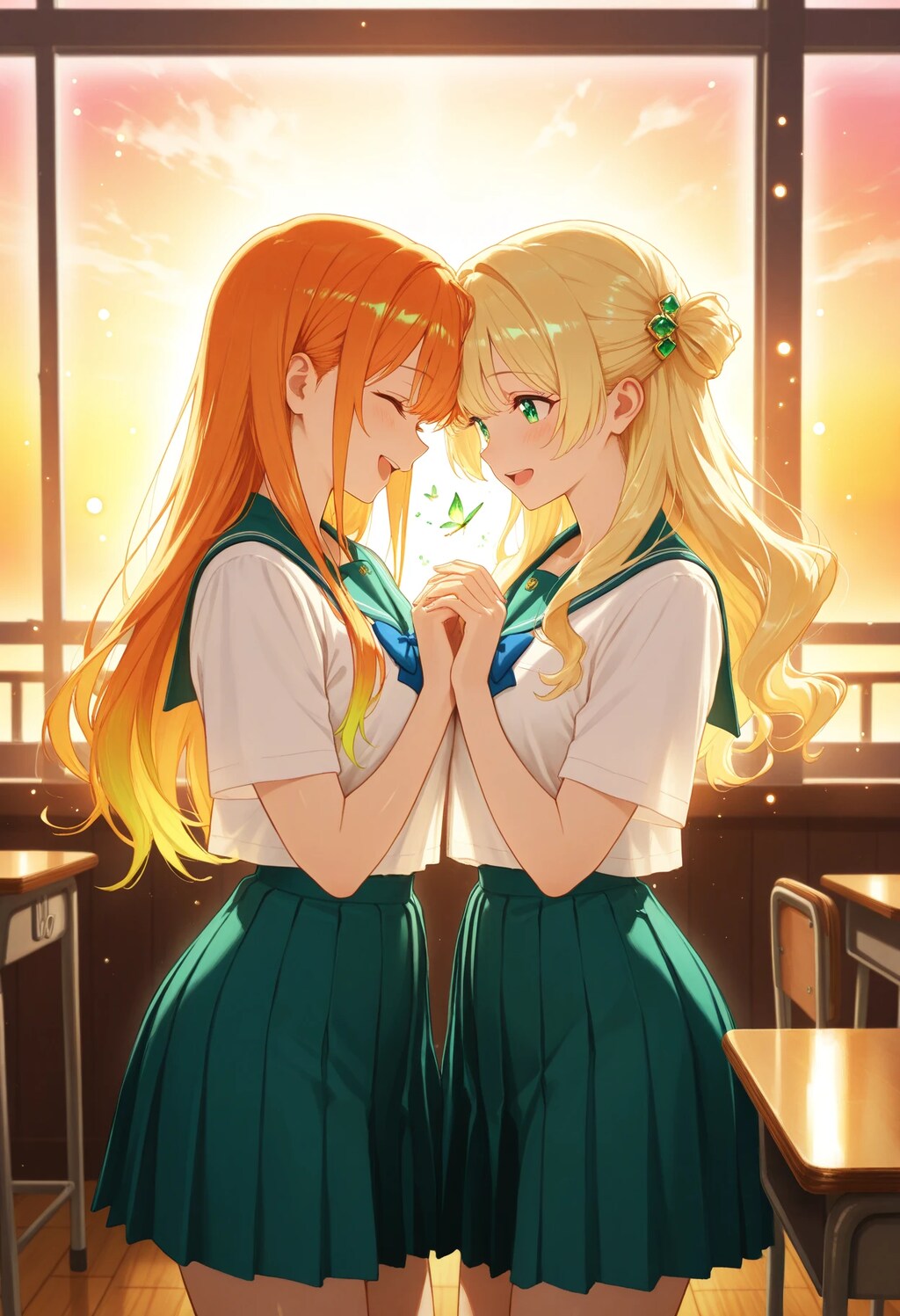 教室で笑いあう少女2