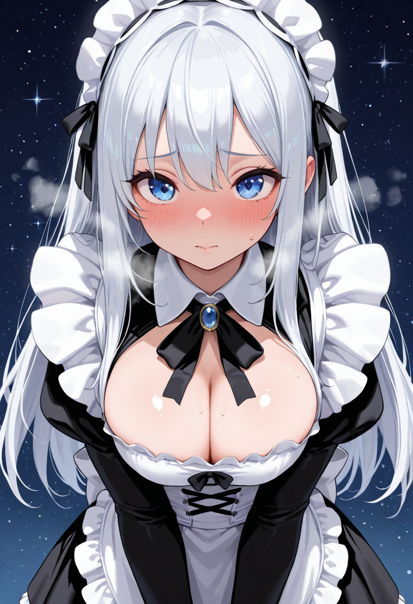 星空の下のメイドさん