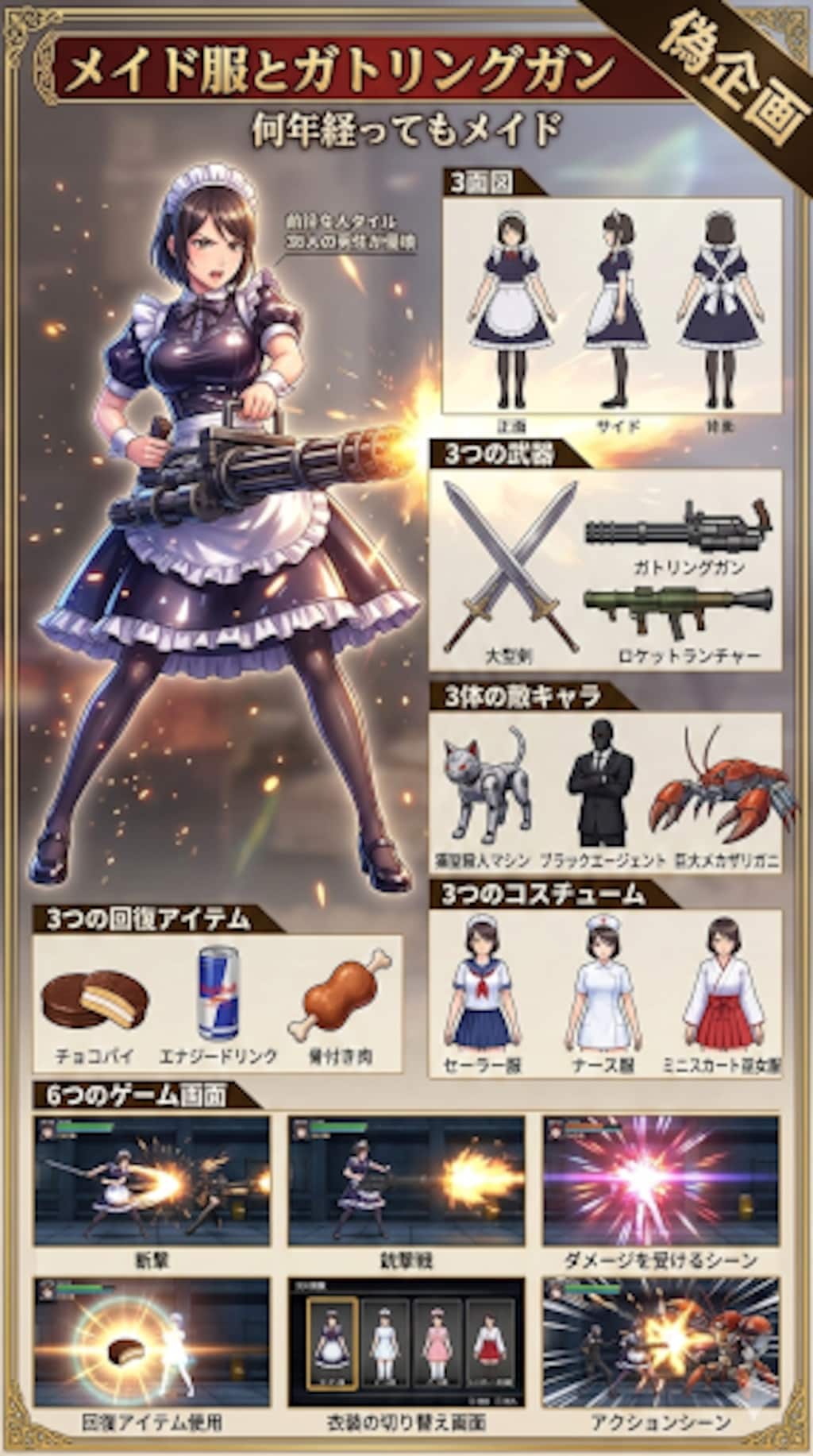メイド服とガトリングガン