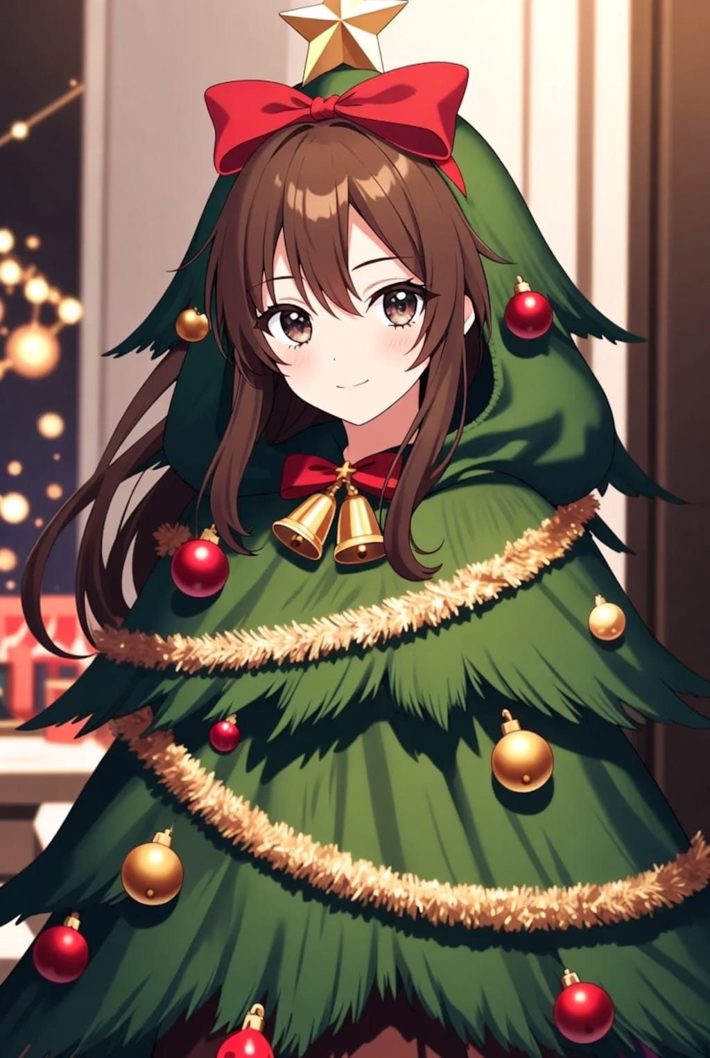 クリスマスツリー系女子高生、この格好でアルバイト