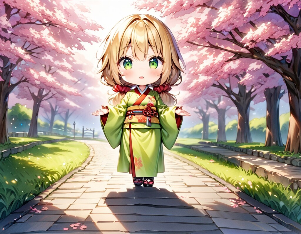 桜と日本庭園と茉莉花ちゃん