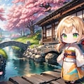 桜と日本庭園と茉莉花ちゃん 12枚目
