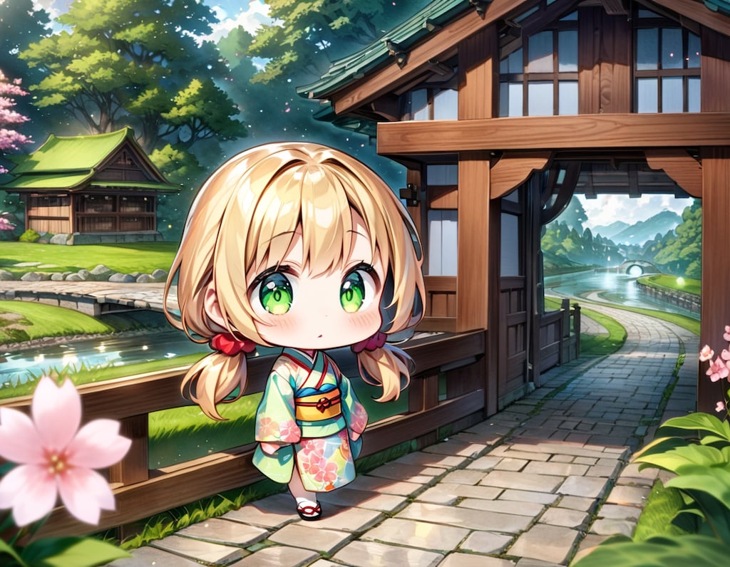 桜と日本庭園と茉莉花ちゃん