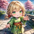 桜と日本庭園と茉莉花ちゃん 3枚目