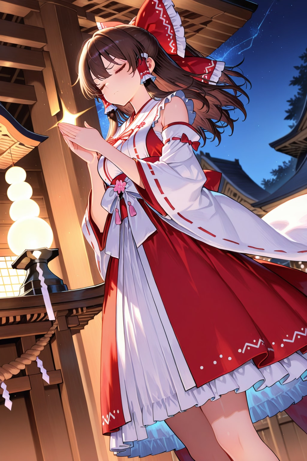 巫女霊夢と拝殿とお祈り