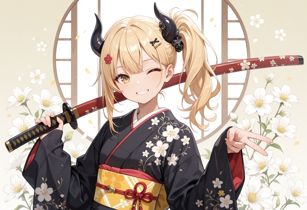 着物と日本刀とギャルな女鬼高生さん