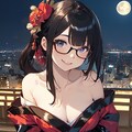 月夜のツヤテカ花魁🌟＋👘＝🎇 2枚目