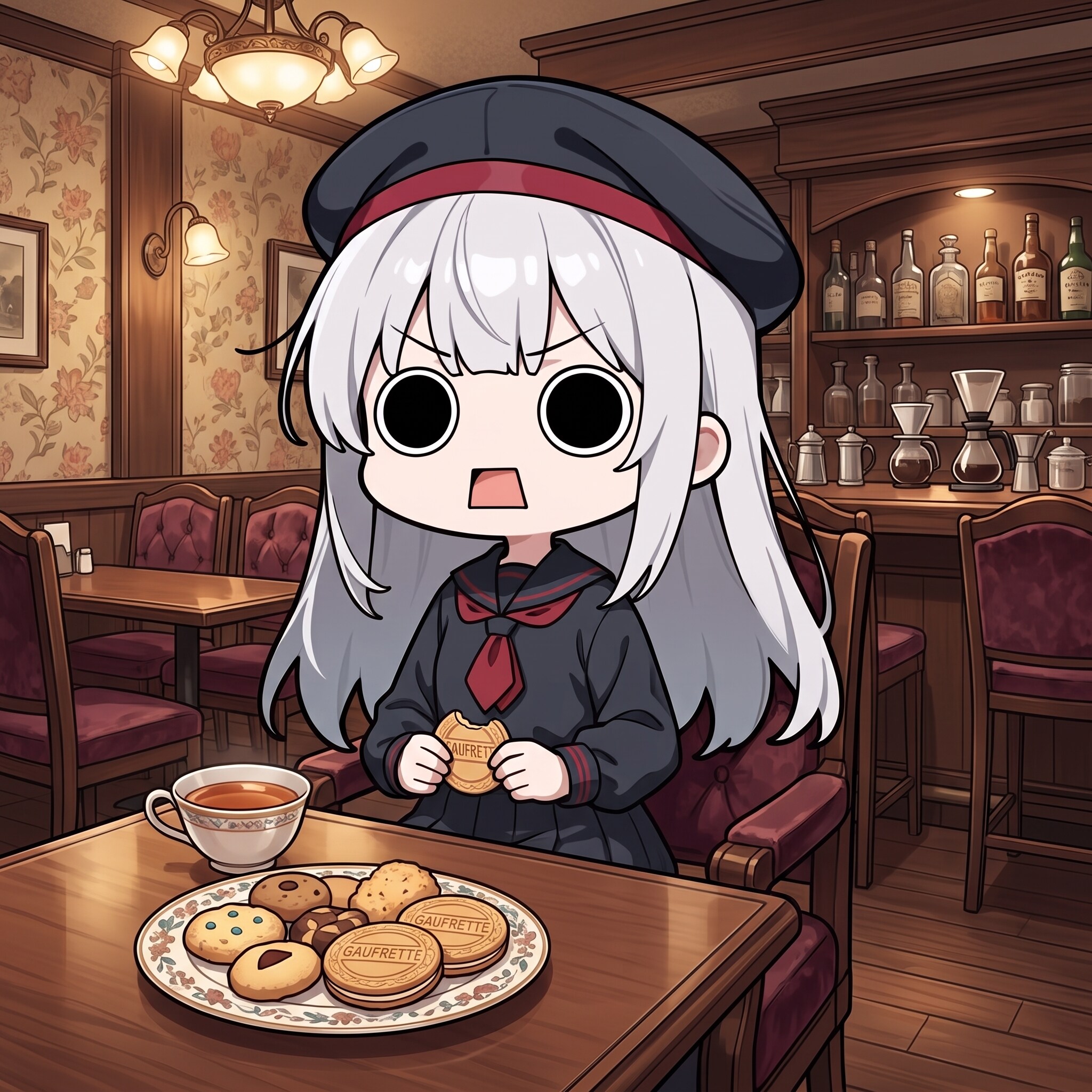 ゴーフレットとクッキーを頂くえらいこっちゃ嬢 | の人気AIイラスト・グラビア