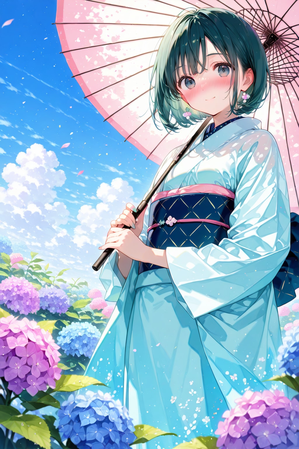 雨上がり-茉莉花と紫陽花-