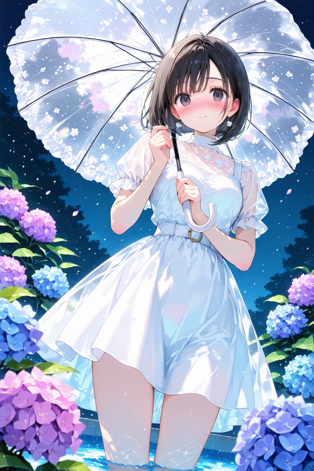 雨上がり-茉莉花と紫陽花-