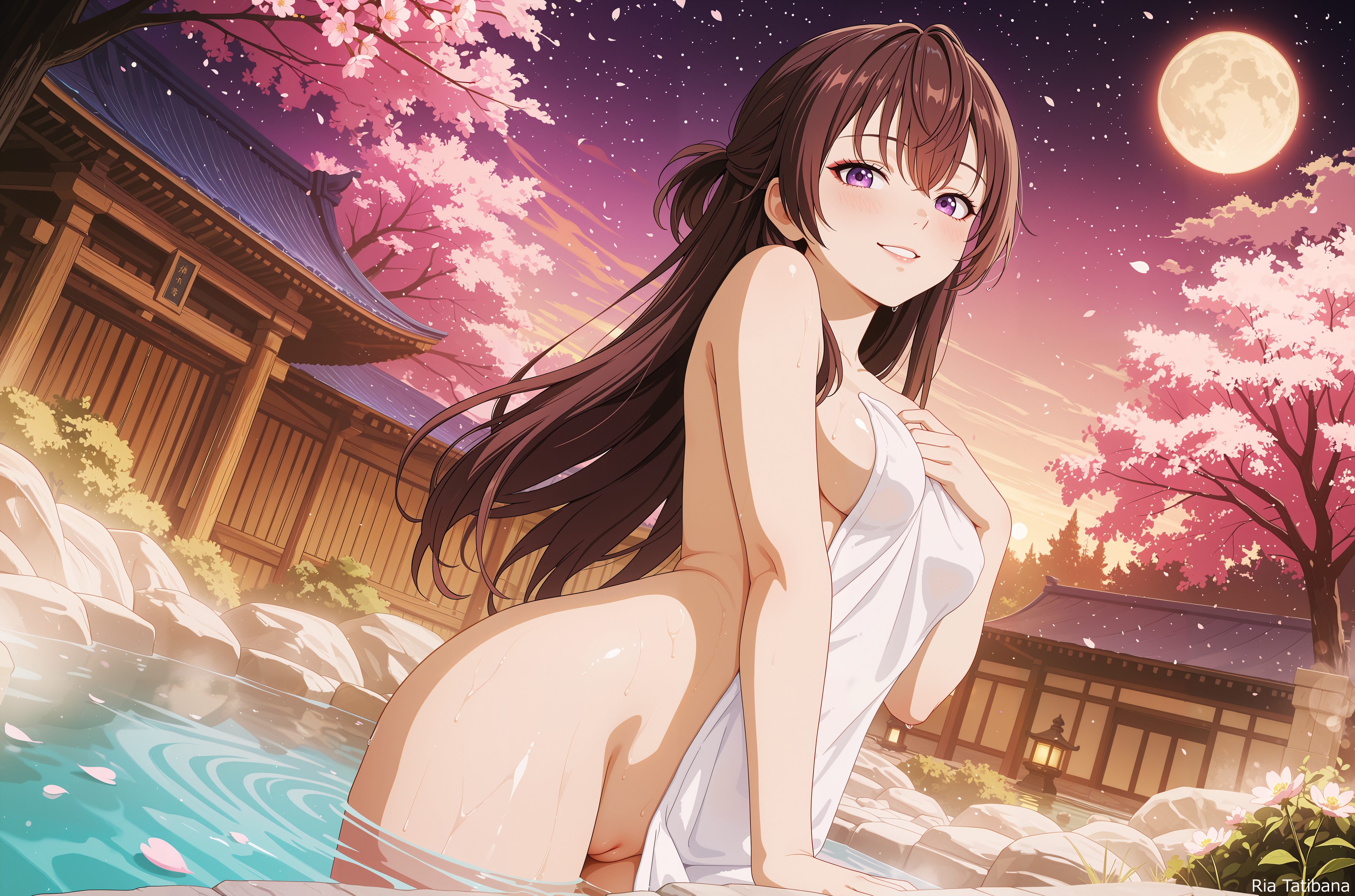 少女と露天風呂