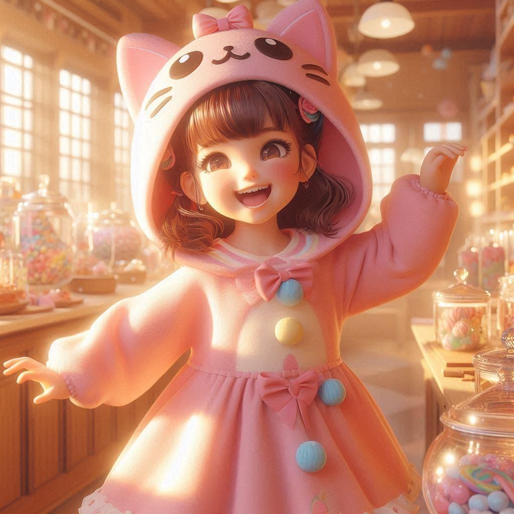 ２入学式の服を着て、自慢してまわる女の子