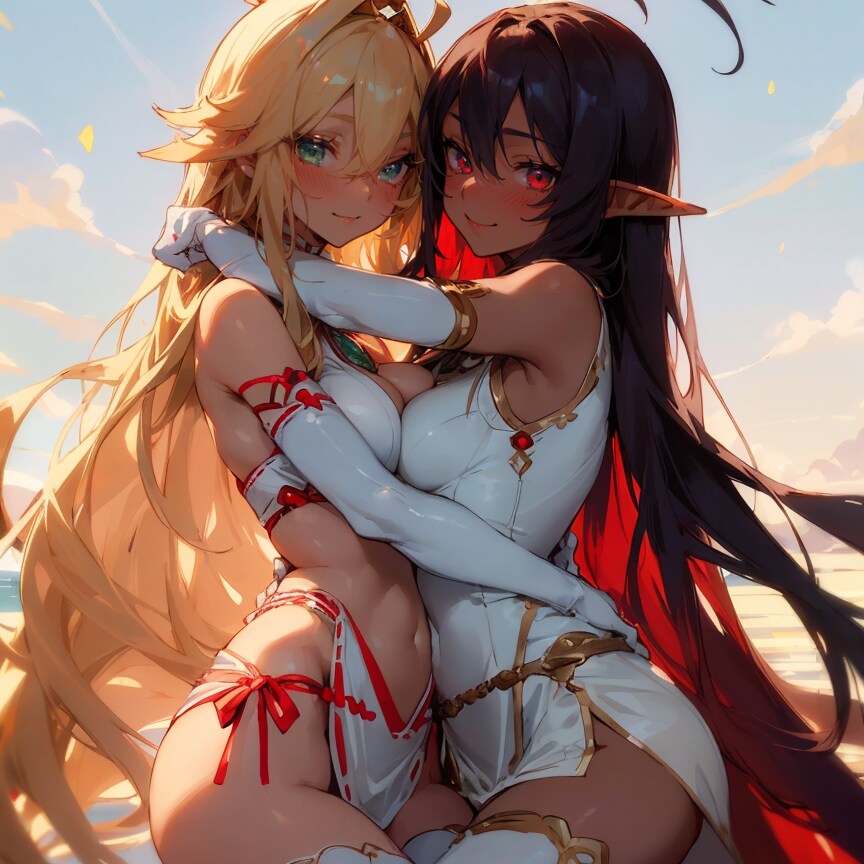 エルフと人間のゆりゆり