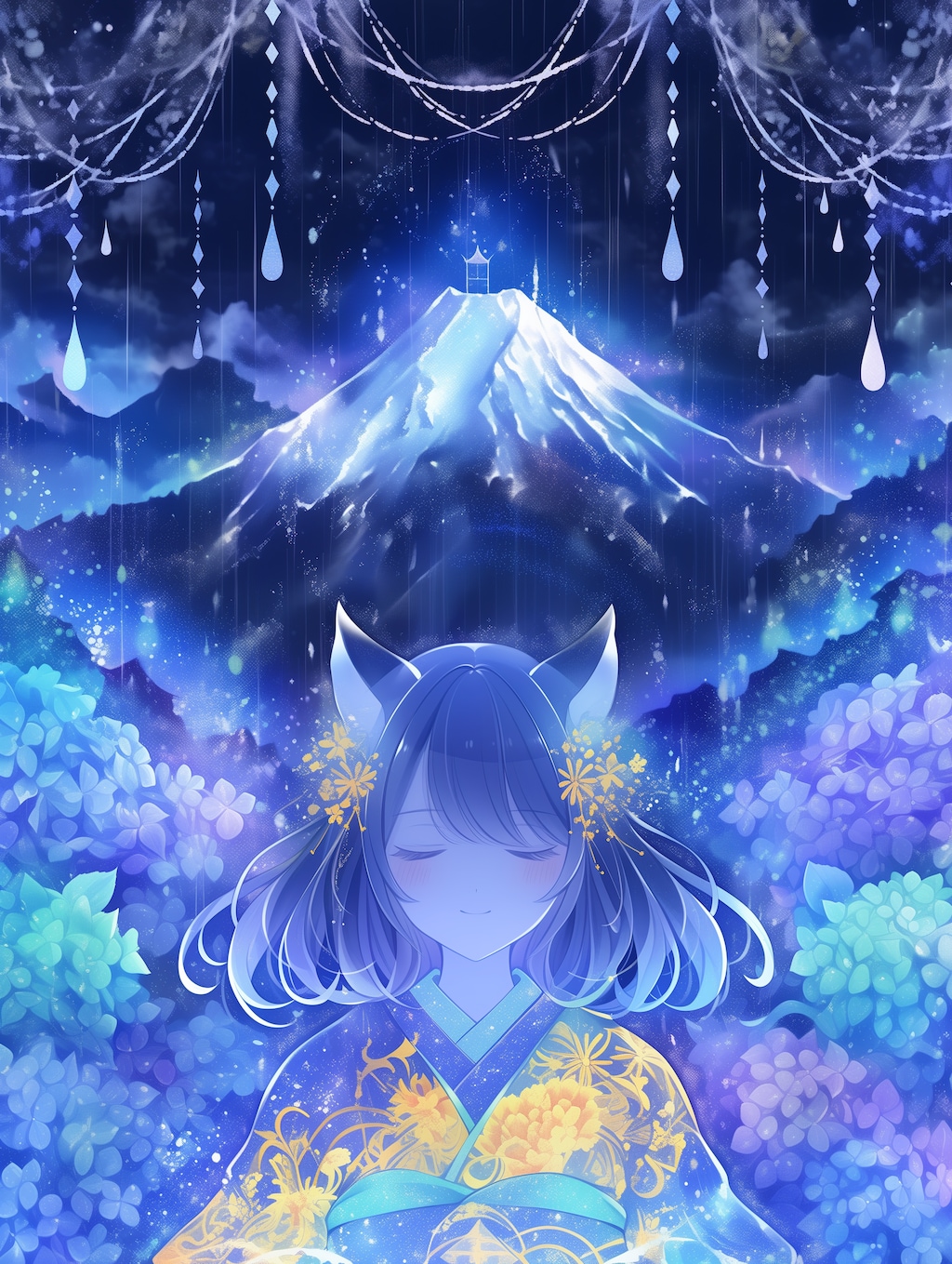 紫陽花と富士山