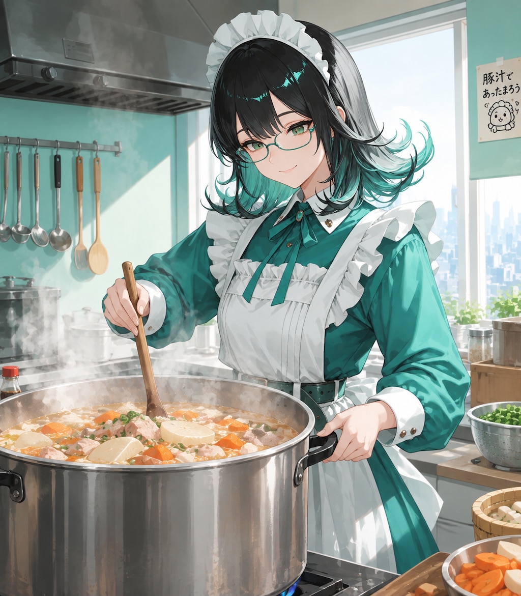 豚汁にカボスとかスダチとか絞ります