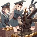 対戦車砲に弾薬を装填するウサギ耳の女の子 6枚目
