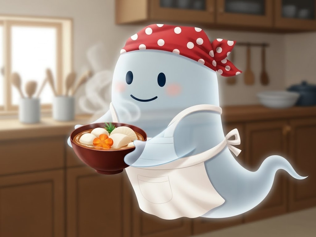 雑煮を運ぶお化け料理人