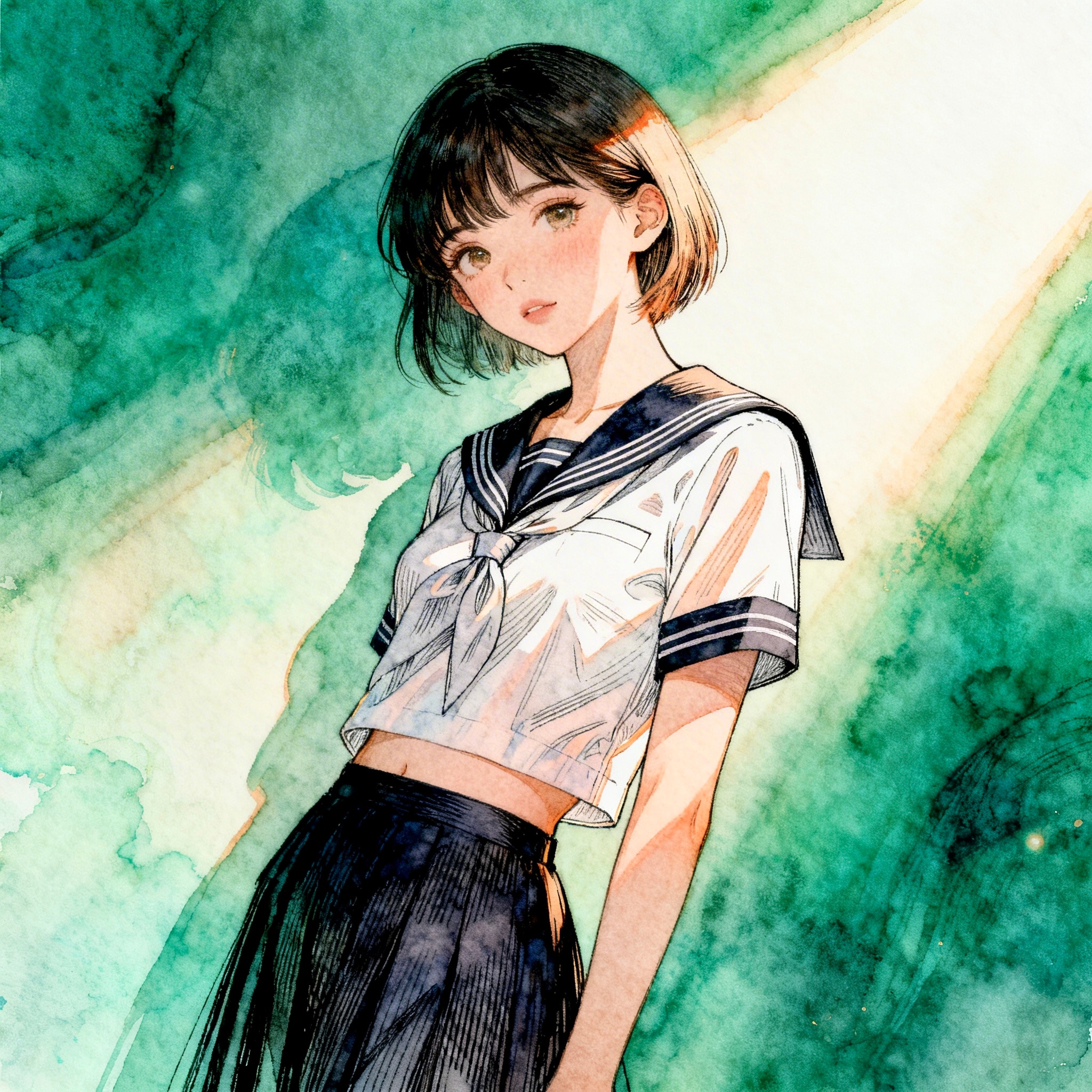 パステルグリーンの少女 | の人気AIイラスト・グラビア