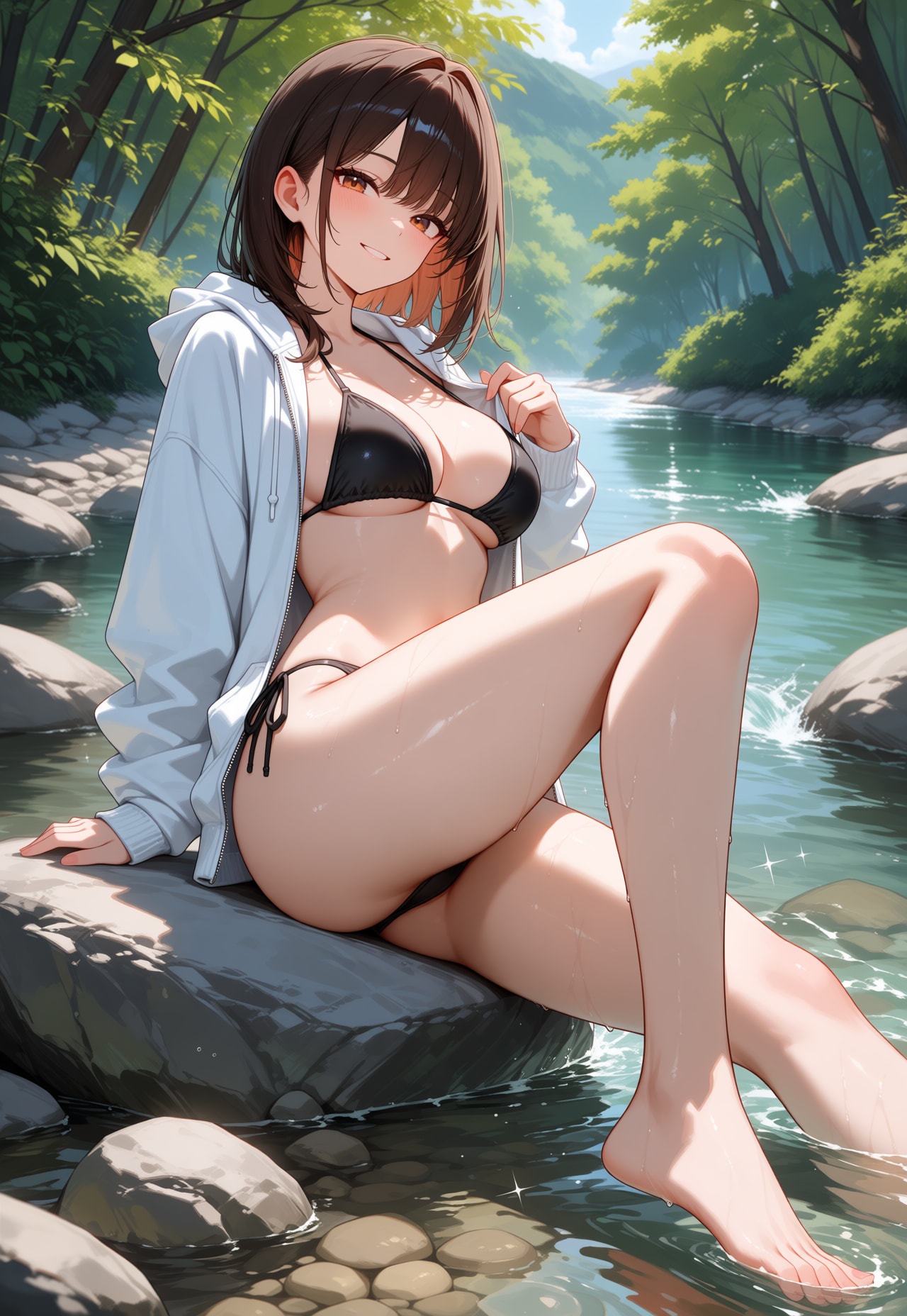川でちゃぷちゃぷ