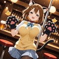 BarCatでダンスする猫耳制服コスプレ人妻達 2枚目