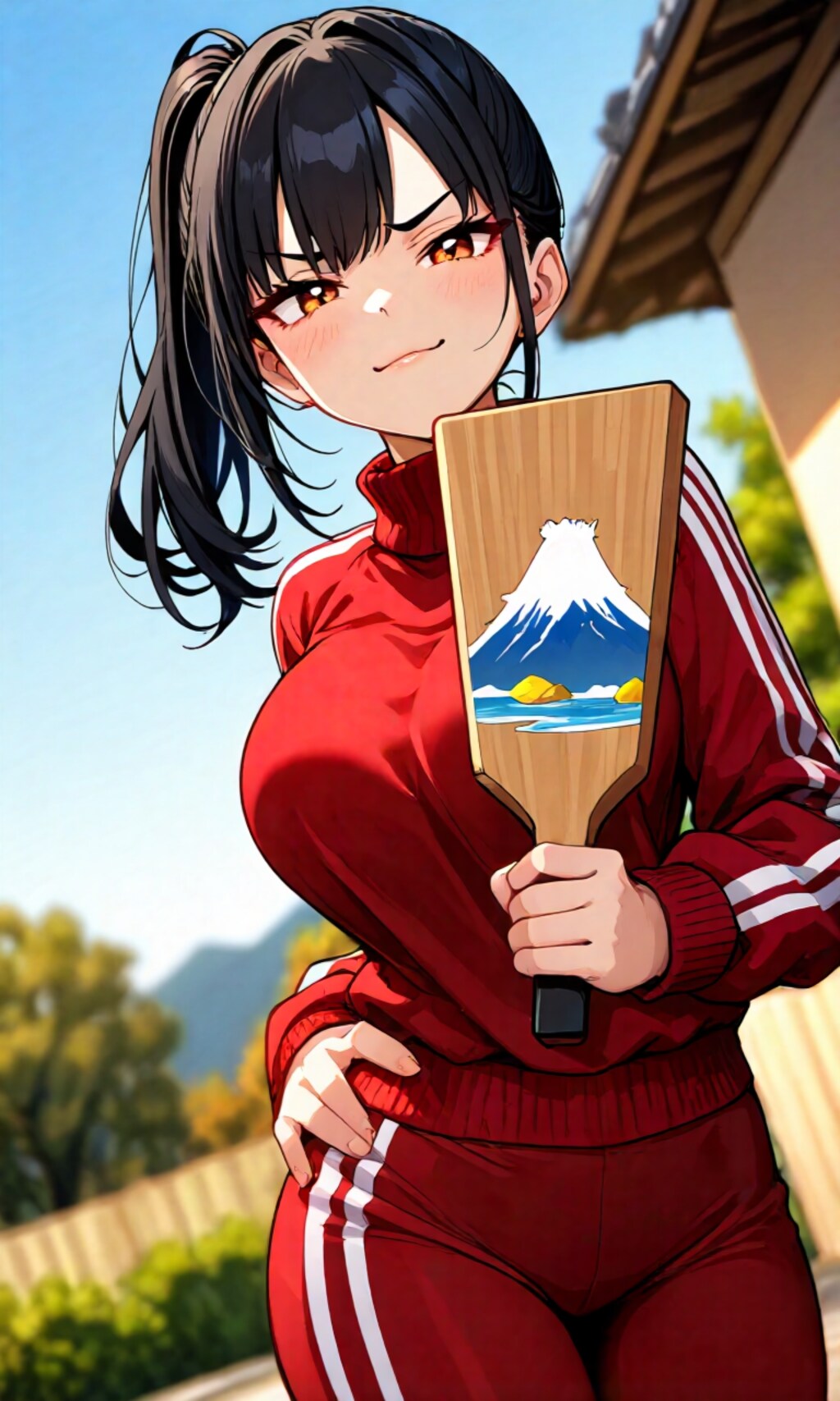羽根突きで勝負を挑む姉御