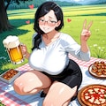 しゃがみピースでピクニック 2枚目