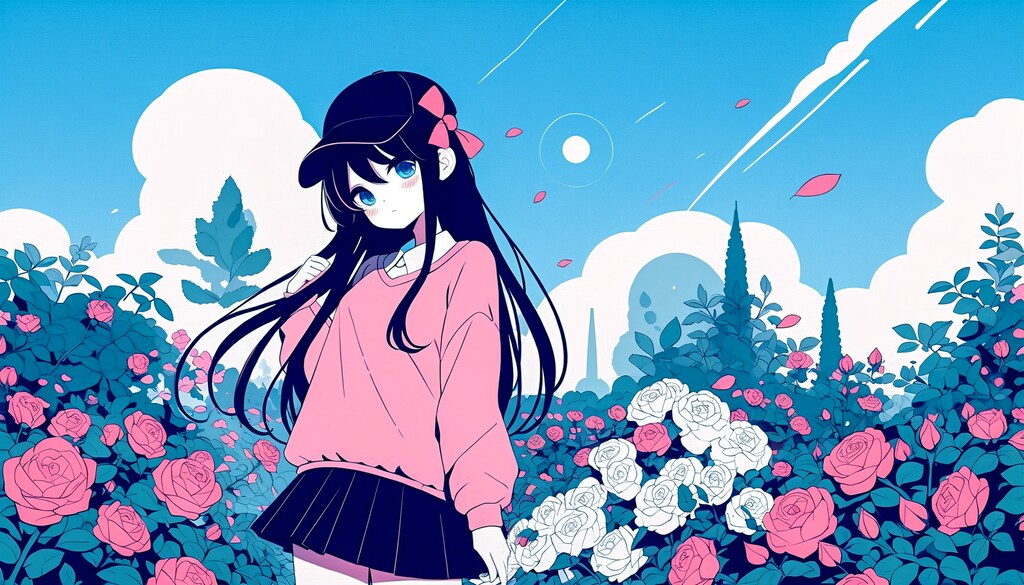 青空と薔薇 (バラと少女⑧)