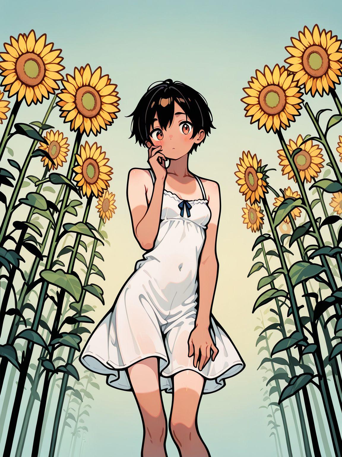 向日葵の花が咲く頃に | の人気AIイラスト・グラビア