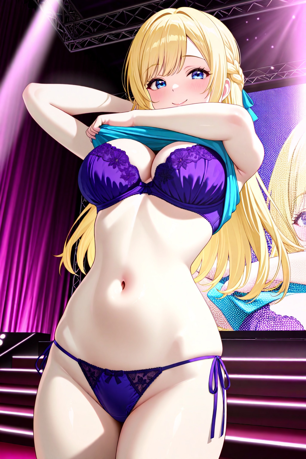 金髪美女がステージでお着替え