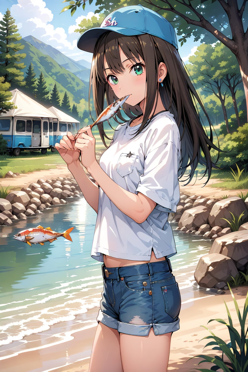 キャンプで焼き魚