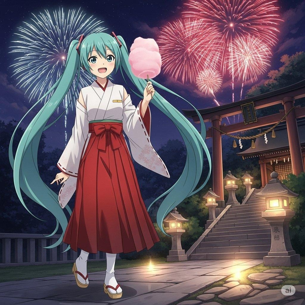 初音ミクと神社