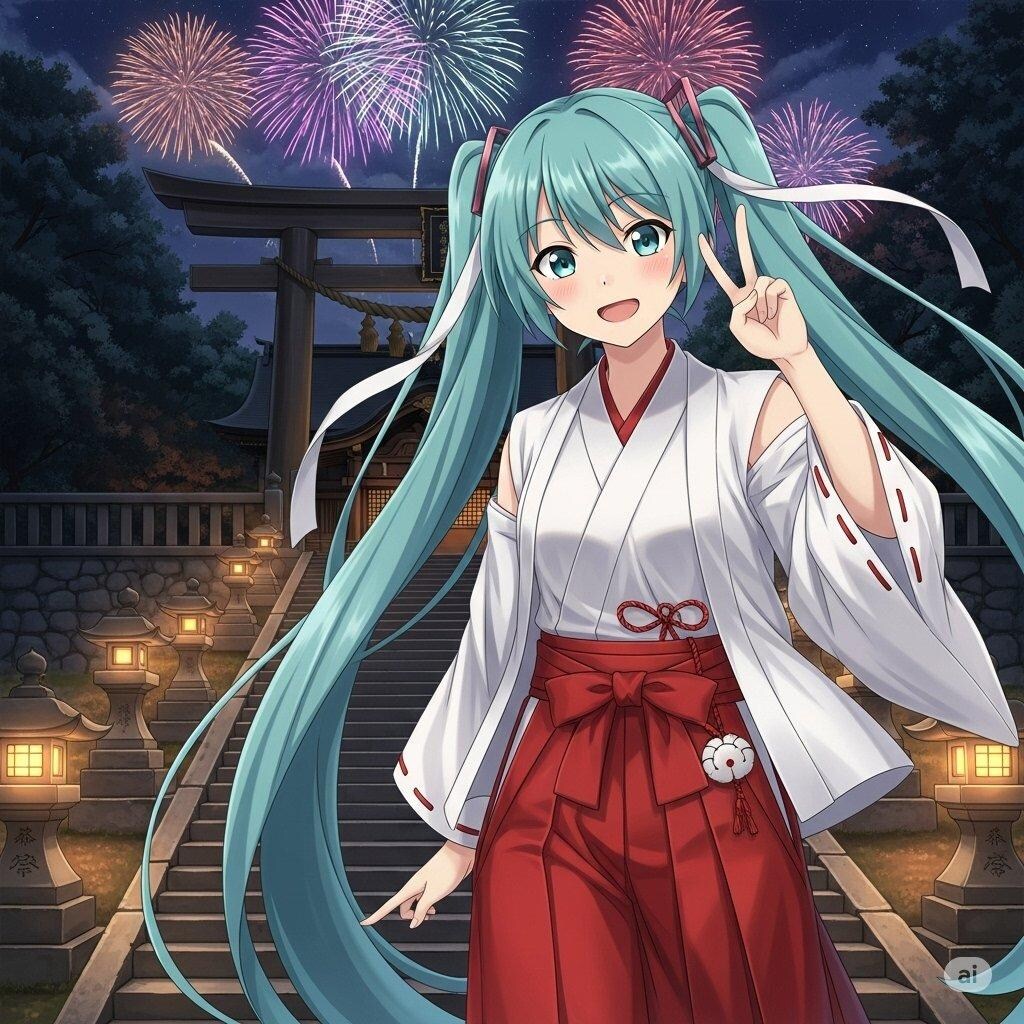 初音ミクと神社