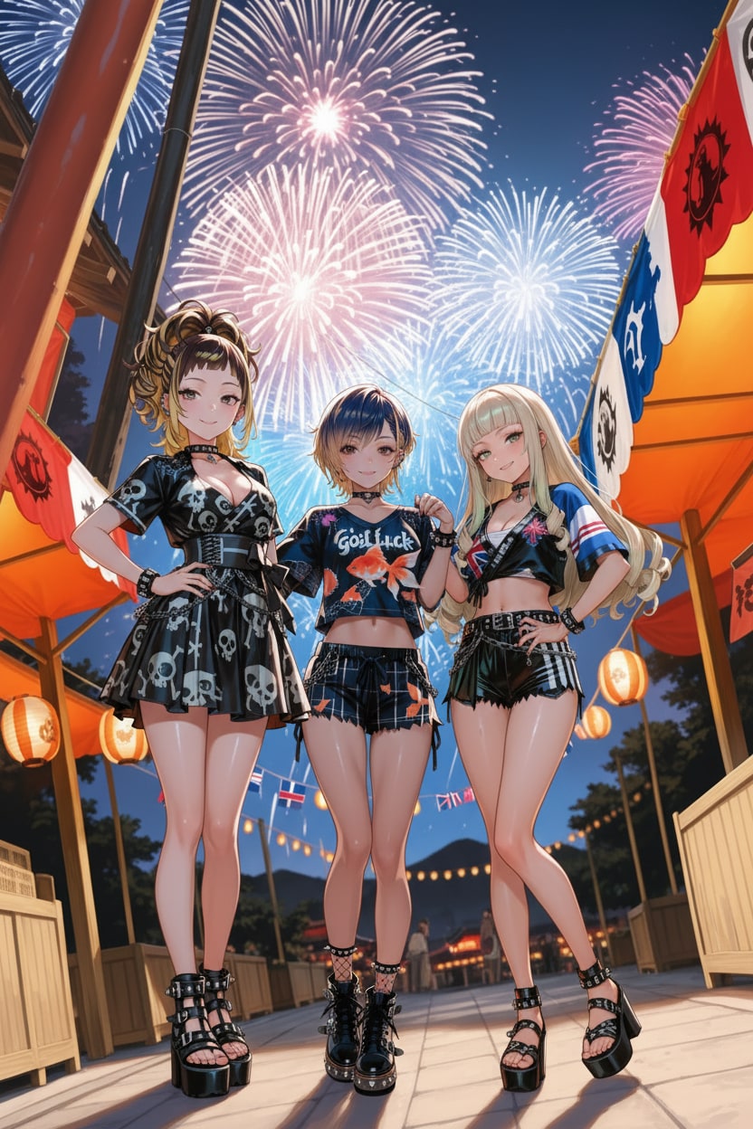 夏祭りを堪能するウチの子3人