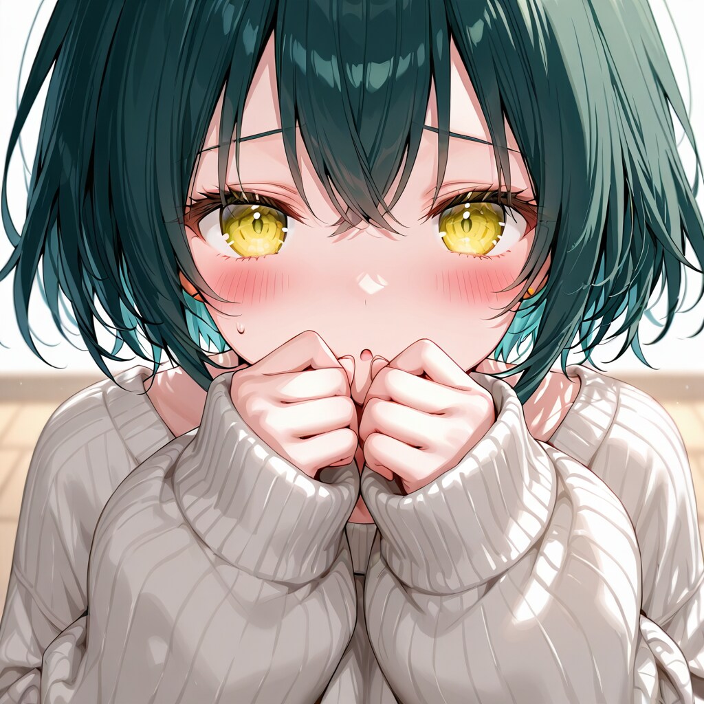 袖は隠すが肩は出す。萌え袖です