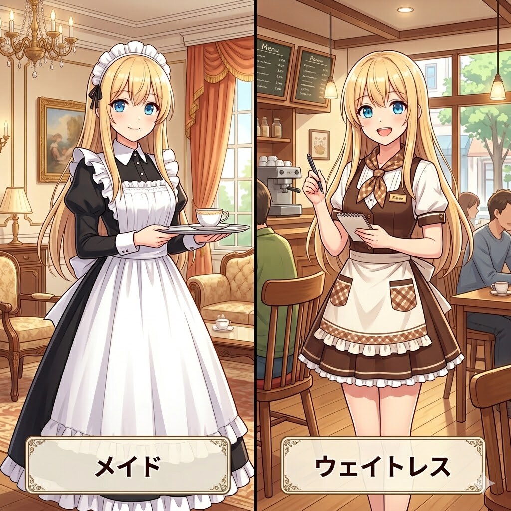 メイドとウェイトレスの服装の違い